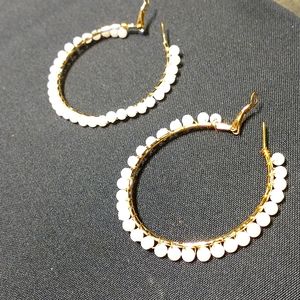 Pearl Hoops/Gold Finish
